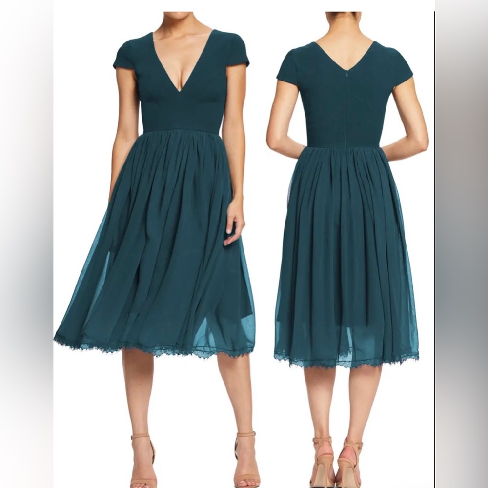 NWT Dress the Population Corey Chiffon Dress in Green size Medium.